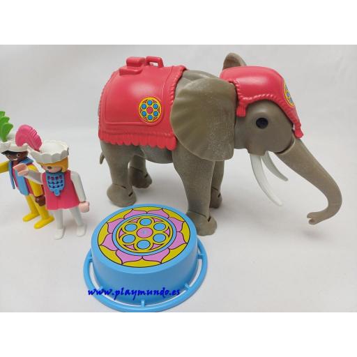 ​PLAYMOBIL 3711 ELEFANTE DEL CIRCO CON DOMADOR Y ACROBATA (V1 AÑO 1988) [4]