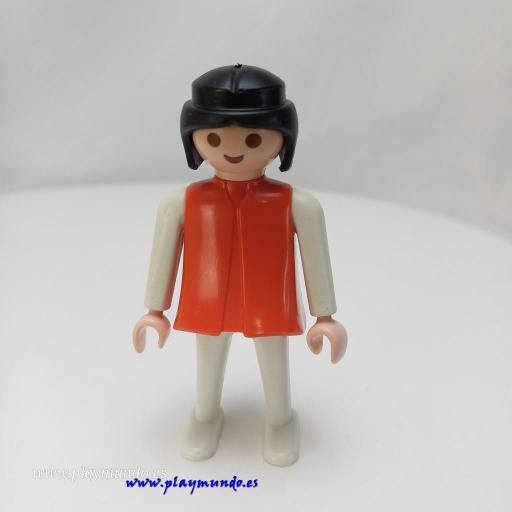 PLAYMOBIL  MUJER MUÑECO CLICK ROJO BLANCO MORENA
