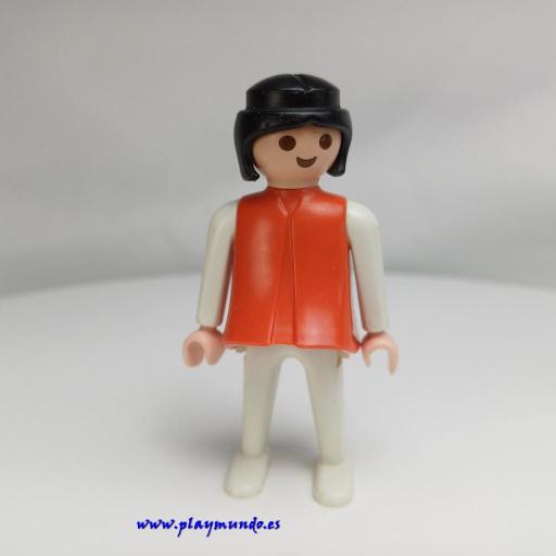 PLAYMOBIL  MUJER MUÑECO CLICK ROJO BLANCO MORENA
