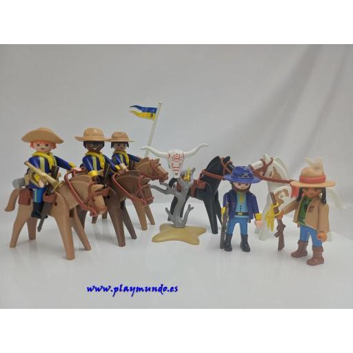 PLAYMOBIL 3811 SOLDADOS CON RASTREADOR  OESTE WESTERN (AÑO 1996)