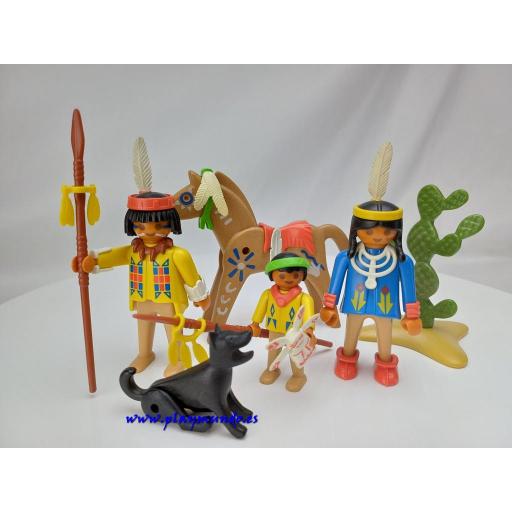 PLAYMOBIL 3396  OESTE WESTERN FAMILIA INDIA  (AÑO 1990)
