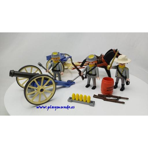PLAYMOBIL 3784 ARTILLERIA SUDISTA CONFEDERADOS SOLDADOS OESTE WESTERN (AÑO 1999) [0]