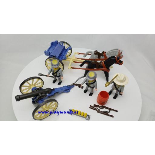 PLAYMOBIL 3784 ARTILLERIA SUDISTA CONFEDERADOS SOLDADOS OESTE WESTERN (AÑO 1999) [1]
