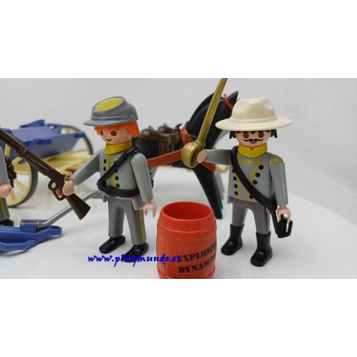 PLAYMOBIL 3784 ARTILLERIA SUDISTA CONFEDERADOS SOLDADOS OESTE WESTERN (AÑO 1999) [2]
