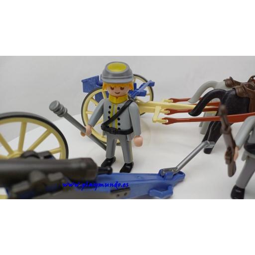 PLAYMOBIL 3784 ARTILLERIA SUDISTA CONFEDERADOS SOLDADOS OESTE WESTERN (AÑO 1999) [3]