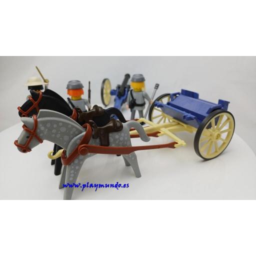 PLAYMOBIL 3784 ARTILLERIA SUDISTA CONFEDERADOS SOLDADOS OESTE WESTERN (AÑO 1999) [4]
