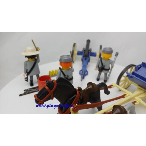 PLAYMOBIL 3784 ARTILLERIA SUDISTA CONFEDERADOS SOLDADOS OESTE WESTERN (AÑO 1999) [6]