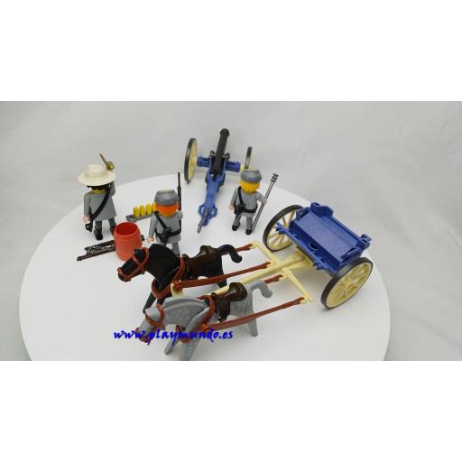 PLAYMOBIL 3784 ARTILLERIA SUDISTA CONFEDERADOS SOLDADOS OESTE WESTERN (AÑO 1999) [7]