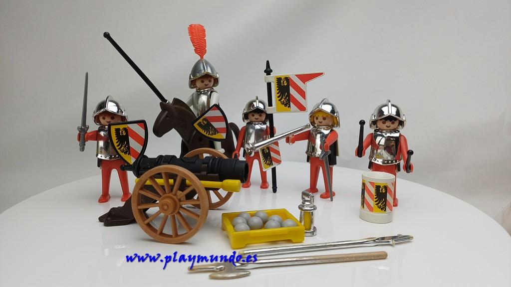 PLAYMOBIL 3482 CABALLEROS MEDIEVALES CON CAÑON (AÑO 1981-1993)