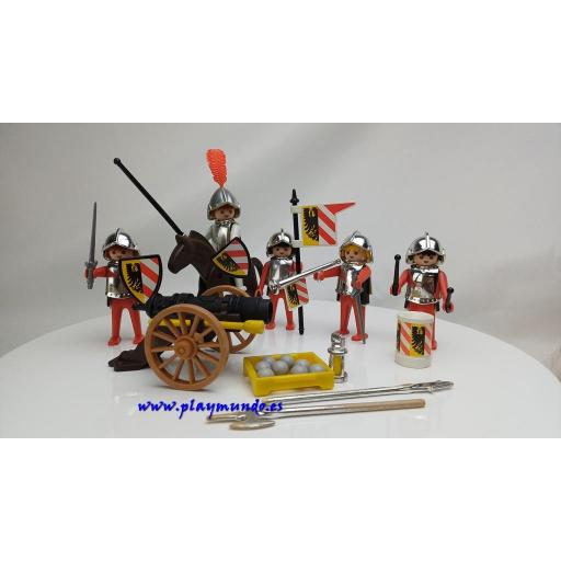 PLAYMOBIL 3482 CABALLEROS MEDIEVALES CON CAÑON (AÑO 1981-1993) [0]