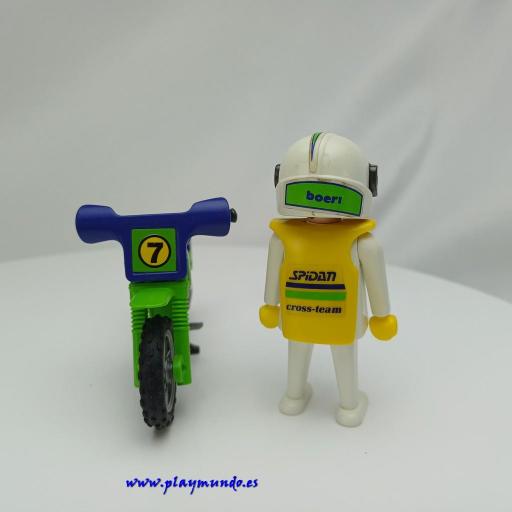 PLAYMOBIL 3301 MOTOCROSS MOTORISTA CON MOTO (AÑO 1987) [4]