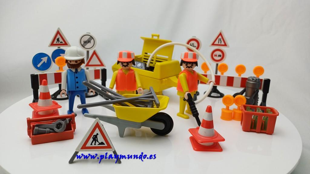 PLAYMOBIL 3745 TRABAJADORES OBRA CONSTRUCCION (AÑO 1987 - 1993)