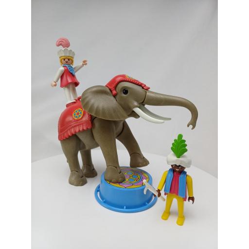​PLAYMOBIL 3711 ELEFANTE DEL CIRCO CON DOMADOR Y ACROBATA (V1 AÑO 1988) [1]