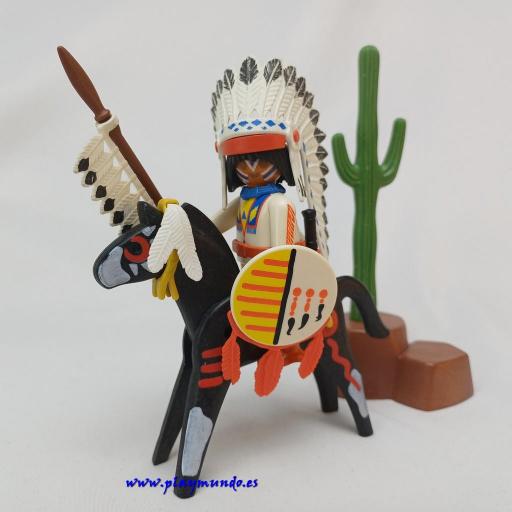 PLAYMOBIL 3876 JEFE INDIO A CABALLO OESTE WESTERN (AÑO 1996 - 2001)