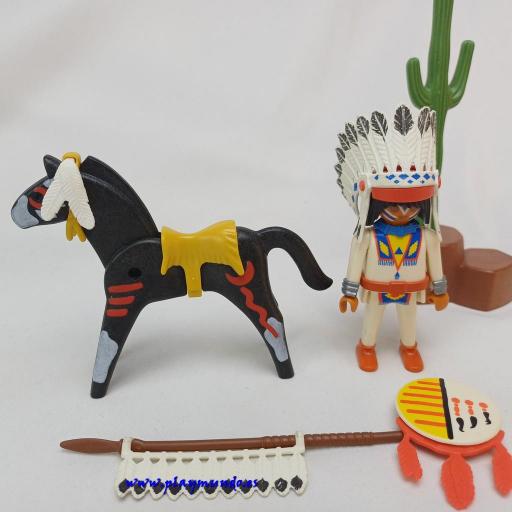 PLAYMOBIL 3876 JEFE INDIO A CABALLO OESTE WESTERN (AÑO  1996 - 2001) [1]