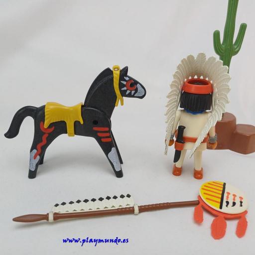 PLAYMOBIL 3876 JEFE INDIO A CABALLO OESTE WESTERN (AÑO  1996 - 2001) [2]
