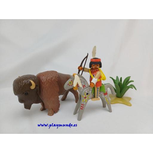 PLAYMOBIL 3731 INDIO CAZANDO BISONTE (AÑO 1988 - 1995)