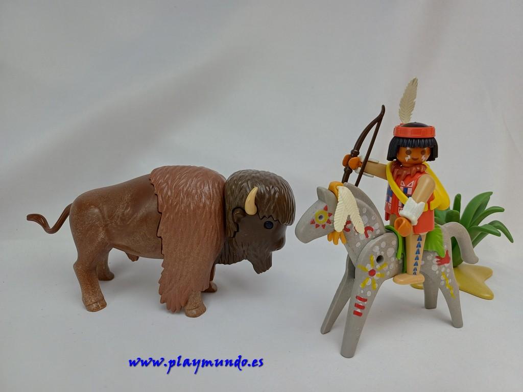 PLAYMOBIL 3731 INDIO CAZANDO BISONTE (AÑO 1988 - 1995)