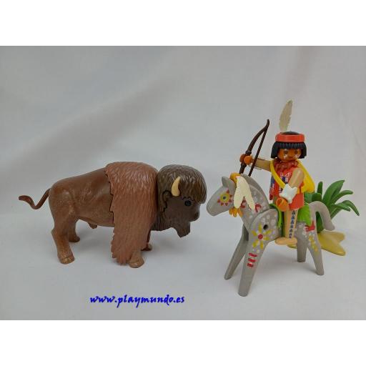 PLAYMOBIL 3731 INDIO CAZANDO BISONTE (AÑO 1988 - 1995) [0]