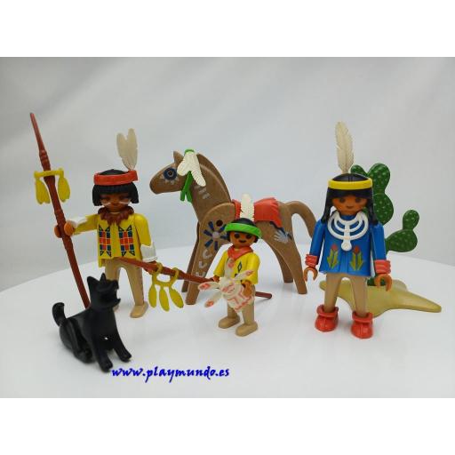 PLAYMOBIL 3396 OESTE WESTERN FAMILIA INDIA (AÑO 1990)