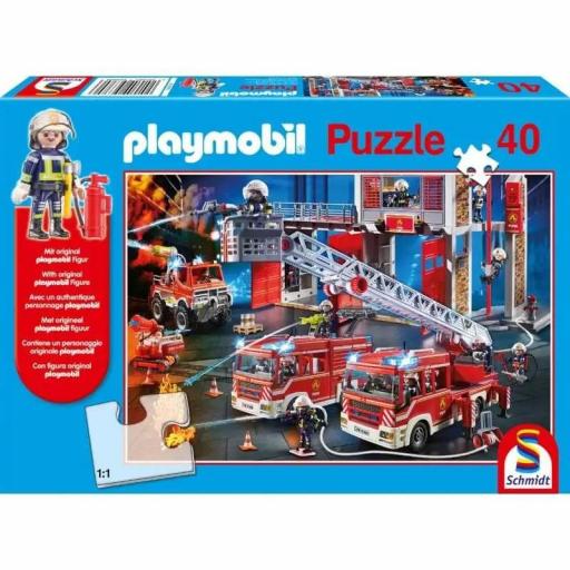 PLAYMOBIL  56380 PUZZLE BOMBEROS (40 PIEZAS)  con personaje original.