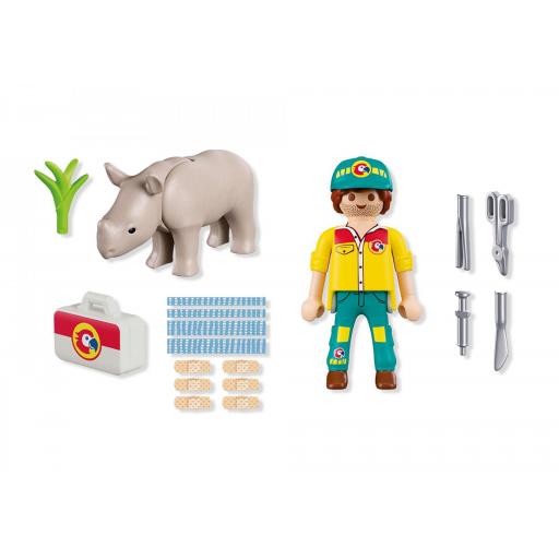 PLAYMOBIL 72025 DUO PACK CUIDADOR CON RINOCERONTE ZOO [3]