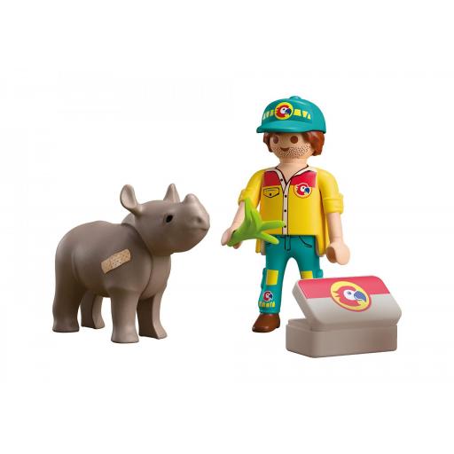 PLAYMOBIL 72025 DUO PACK CUIDADOR CON RINOCERONTE ZOO [1]
