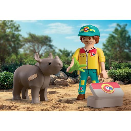 PLAYMOBIL 72025 DUO PACK CUIDADOR CON RINOCERONTE ZOO [2]