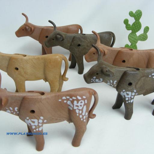 PLAYMOBIL 3749 VAQUERO OESTE CON VACAS CUERNOS LARGOS (AÑO 1988 - 1993) [3]