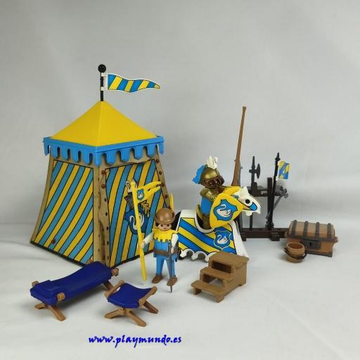 PLAYMOBIL 3654 CABALLERO CISNE CON TIENDA DEL TORNEO (AÑO 1993) (LEER DESCRIPCION) [0]