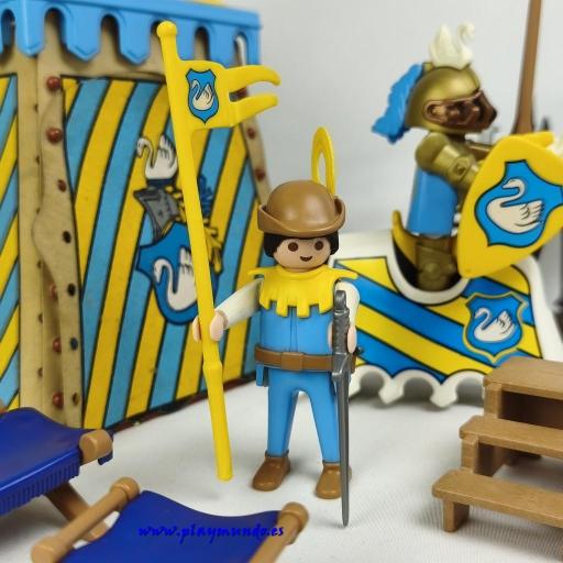 PLAYMOBIL 3654 CABALLERO CISNE CON TIENDA DEL TORNEO (AÑO 1993) (LEER DESCRIPCION) [6]