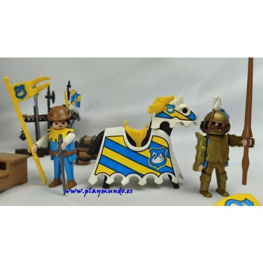PLAYMOBIL 3654 CABALLERO CISNE CON TIENDA DEL TORNEO (AÑO 1993) (LEER DESCRIPCION) [5]