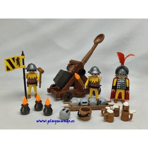 PLAYMOBIL 3653 CATAPULTA CON SOLDADOS MEDIEVAL (AÑO 1993) [0]