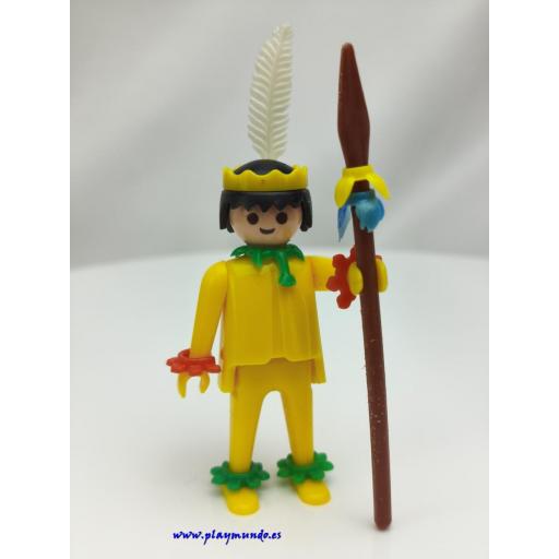 PLAYMOBIL MUÑECO CLICK  INDIO 3128 ( PIES PLANOS MARCADO SOLO  b) AMARILLO (AÑO 1974) a2 [0]