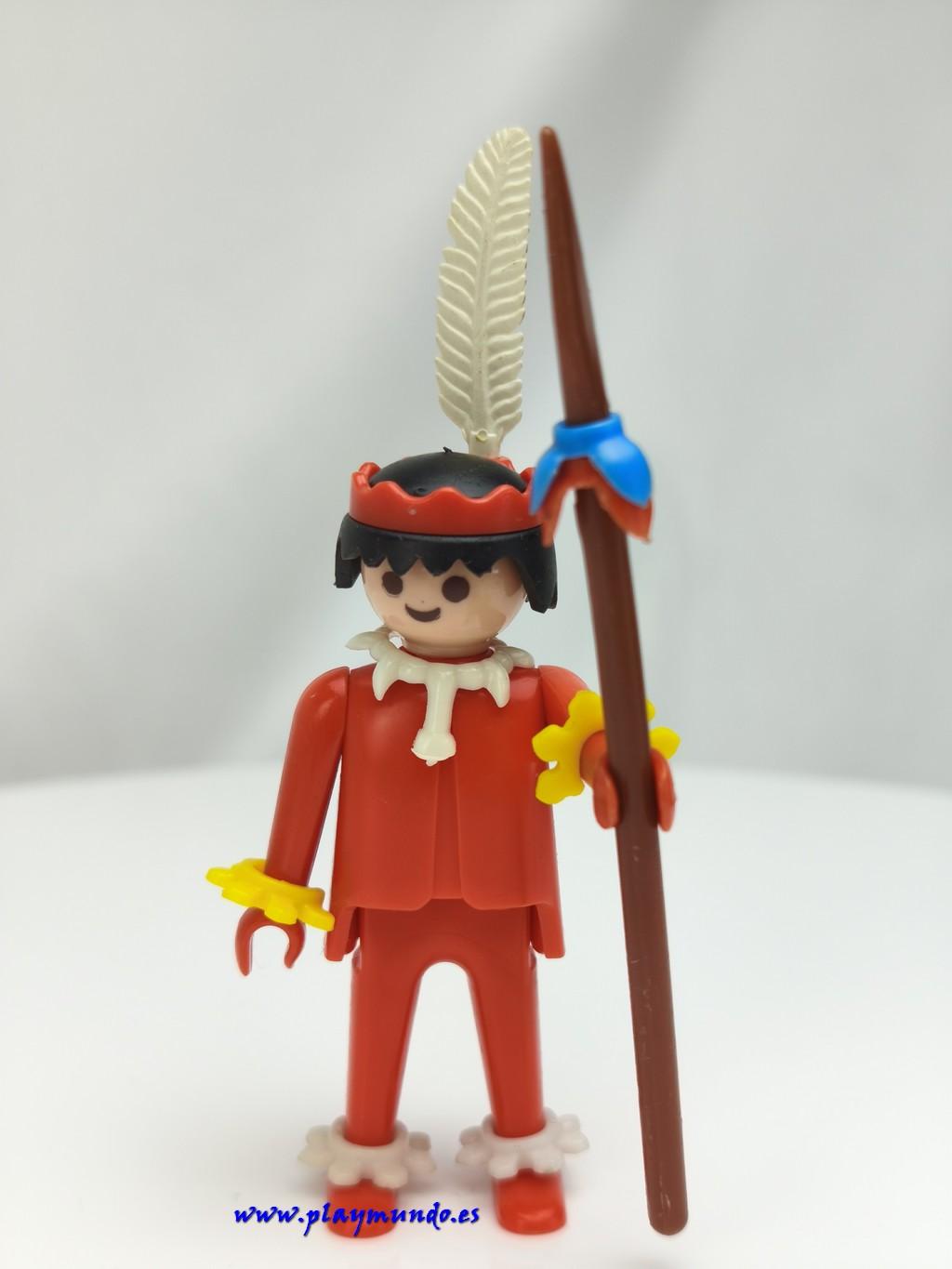 PLAYMOBIL MUÑECO CLICK INDIO 3128 ( PIES PLANOS MARCADO SOLO b) ROJO (AÑO 1974)