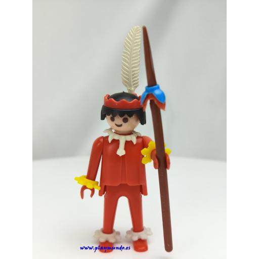 PLAYMOBIL MUÑECO CLICK  INDIO 3128 ( PIES PLANOS MARCADO SOLO  b) ROJO (AÑO 1974)  [0]