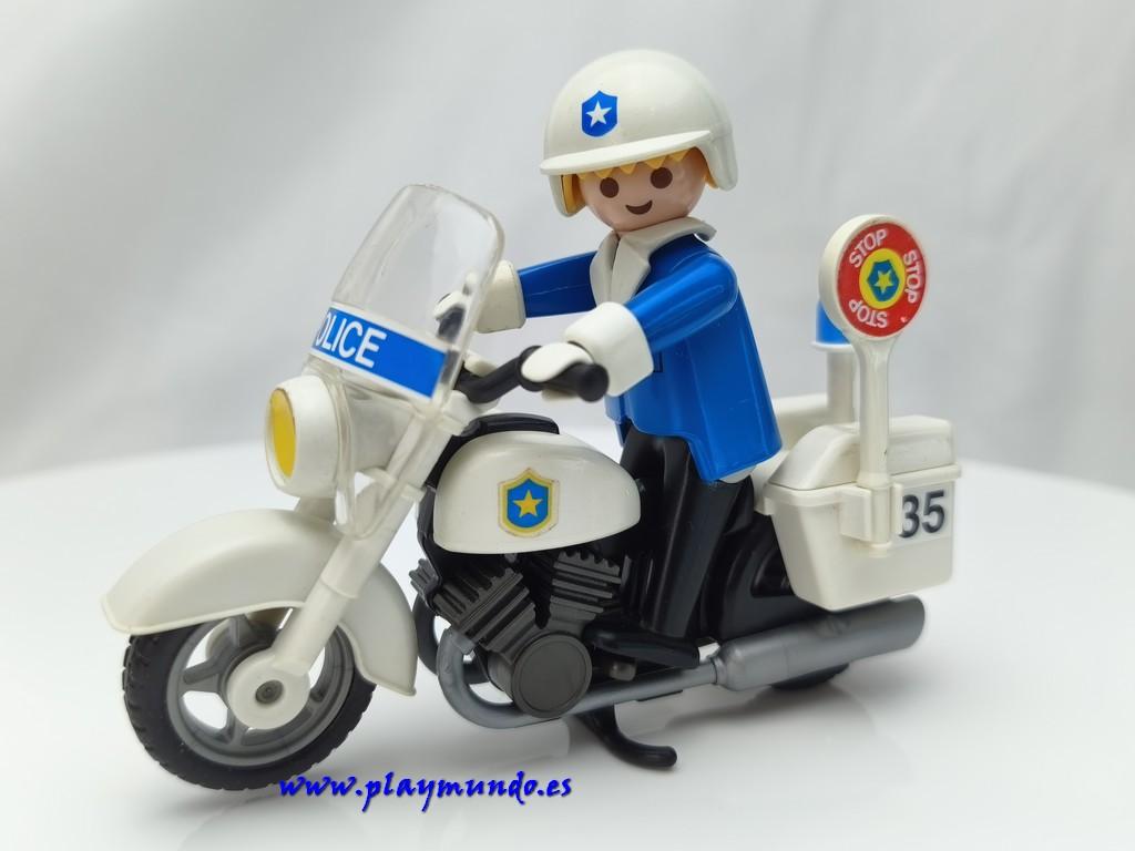 PLAYMOBIL 3564 POLICIA CON MOTO (Version 2 - 3 , AÑO 1987 - 1997)