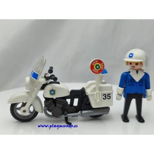 PLAYMOBIL 3564 POLICIA CON MOTO (Version 2 - 3  , AÑO 1987 - 1997) [1]