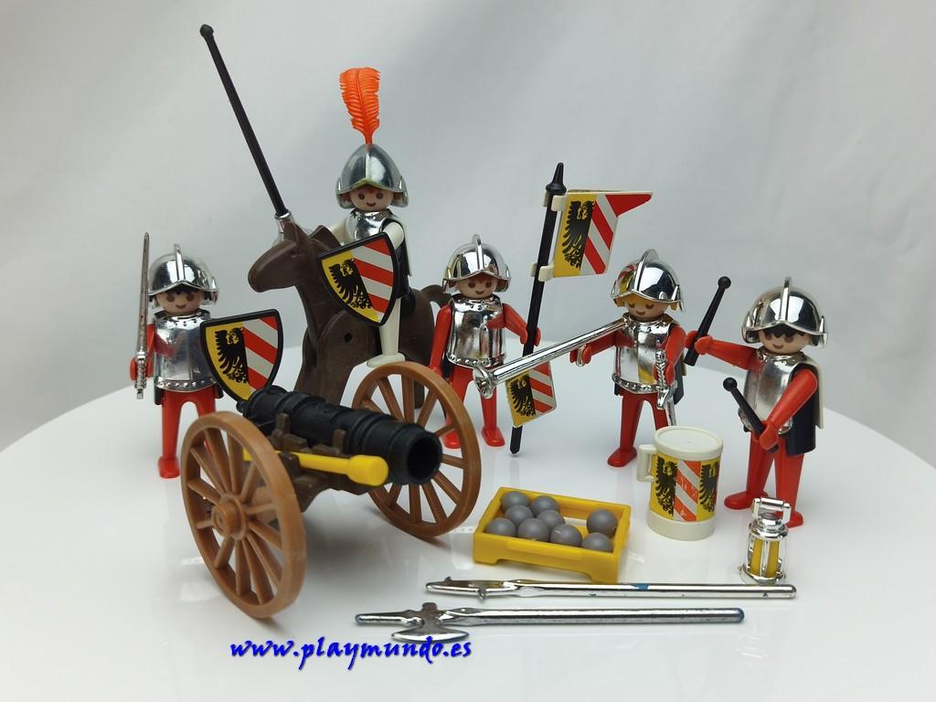 PLAYMOBIL 3482 CABALLEROS MEDIEVALES CON CAÑON (AÑO 1981-1993)