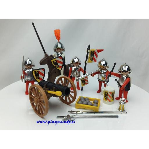 PLAYMOBIL 3482 CABALLEROS MEDIEVALES CON CAÑON (AÑO 1981-1993) [0]