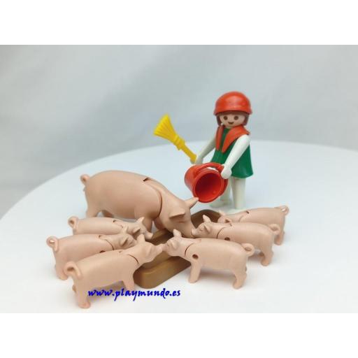 PLAYMOBIL 3566 GRANJERA ALIMENTANDO CERDOS (1981 - 1985) [0]