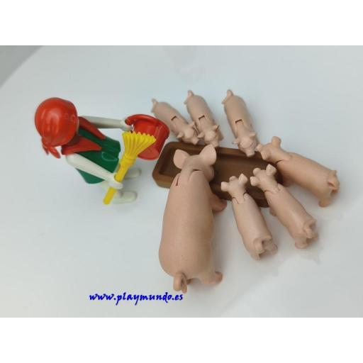 PLAYMOBIL 3566 GRANJERA ALIMENTANDO CERDOS (1981 - 1985) [2]