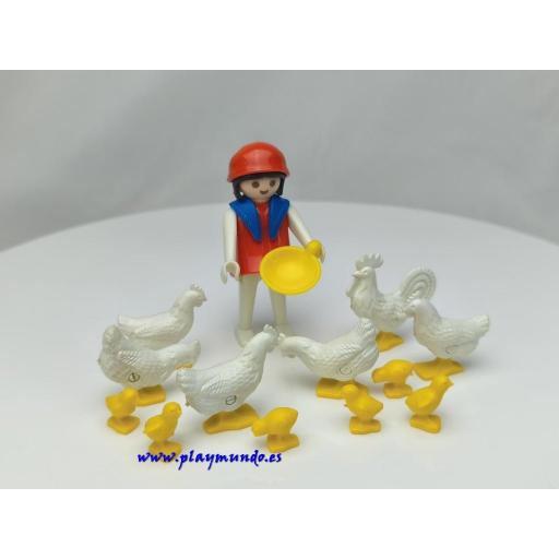 PLAYMOBIL 3595 GRANJERA ALIMENTANDO GALLINAS  (AÑO 1981) [3]