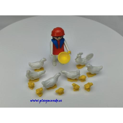 PLAYMOBIL 3595 GRANJERA ALIMENTANDO GALLINAS  (AÑO 1981) [1]