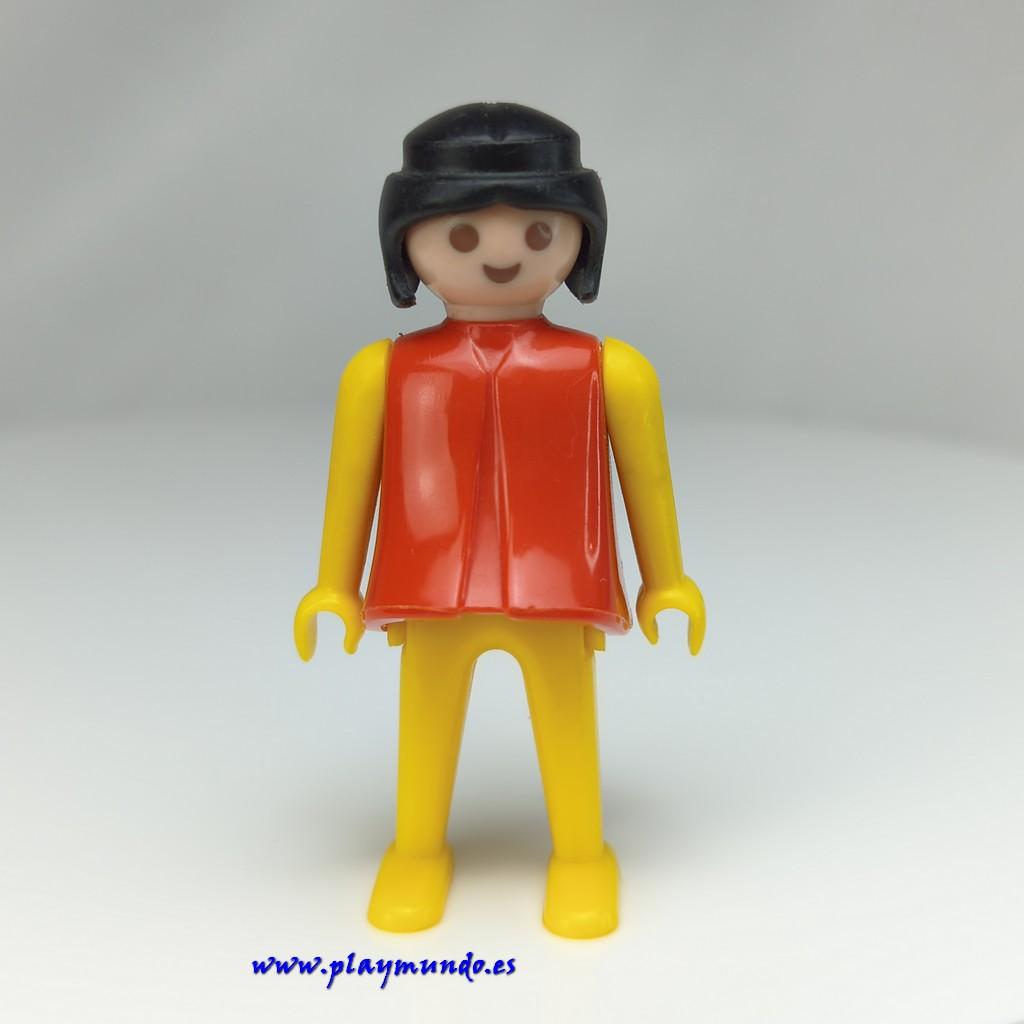 PLAYMOBIL MUJER MUÑECO CLICK ROJO AMARILLO MORENA, MANOS FIJAS