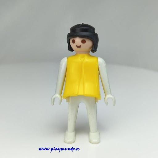 PLAYMOBIL  MUJER MUÑECO CLICK AMARILLO BLANCO MORENA, MANOS FIJAS [0]