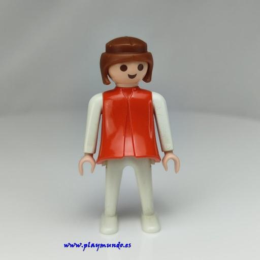PLAYMOBIL MUJER MUÑECO CLICK ROJO BLANCO CASTAÑA