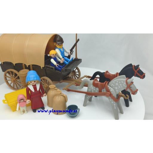 ​PLAYMOBIL 3278 CARRETA OESTE WESTERN GRANJEROS (V-2-3 AÑO 1988 - 1993) [2]