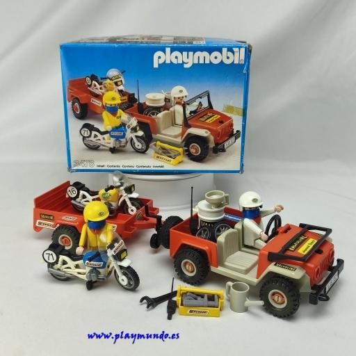 PLAYMOBIL 3478 JEEP CON REMOLQUE MOTOS DE CARRERAS  (AÑO 1984) [0]