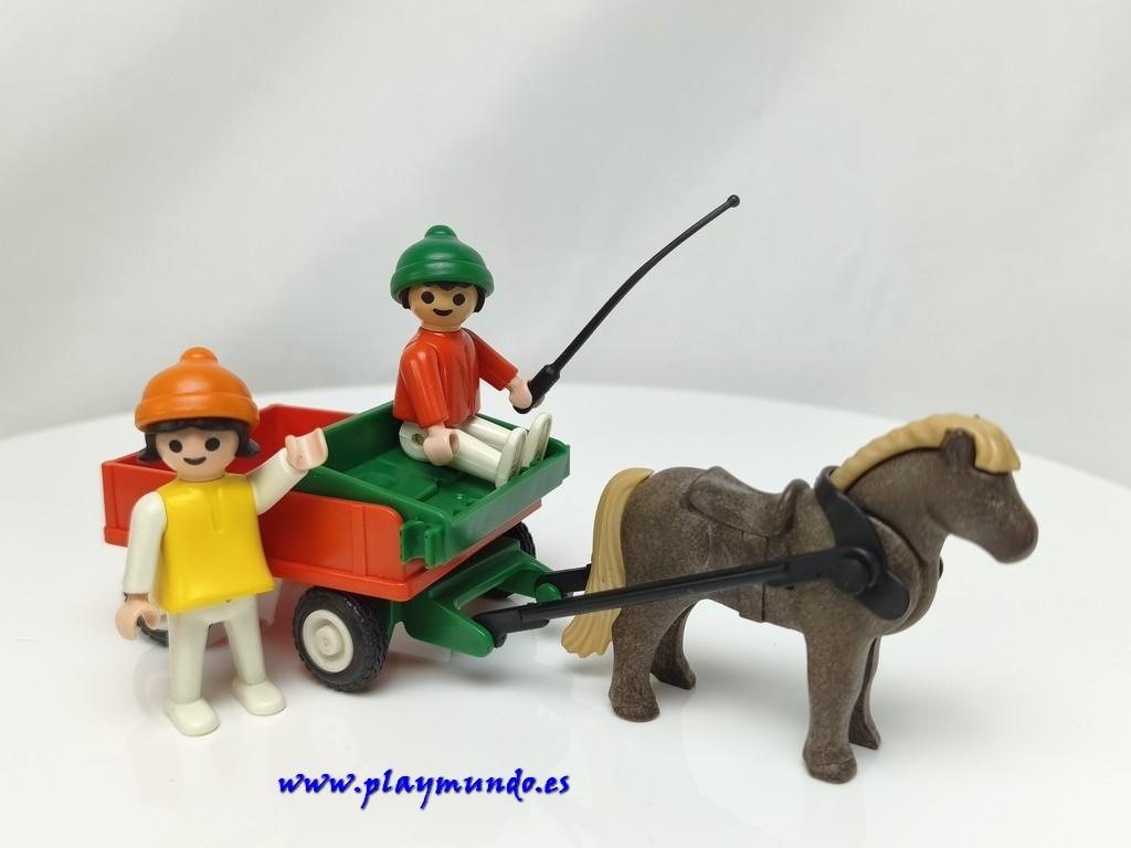 PLAYMOBIL 3583 NIÑOS CON CARRITO TIRADO POR PONI (AÑO 1983 - 1992)